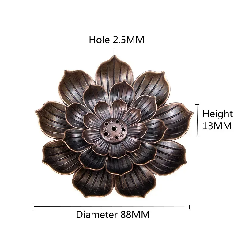 Incense Stick Holder Alloy Lotus Line Incense Burner Yoga Sage Sandalwood Coil Base Bronze Crafs Home Decor Christmas Gift