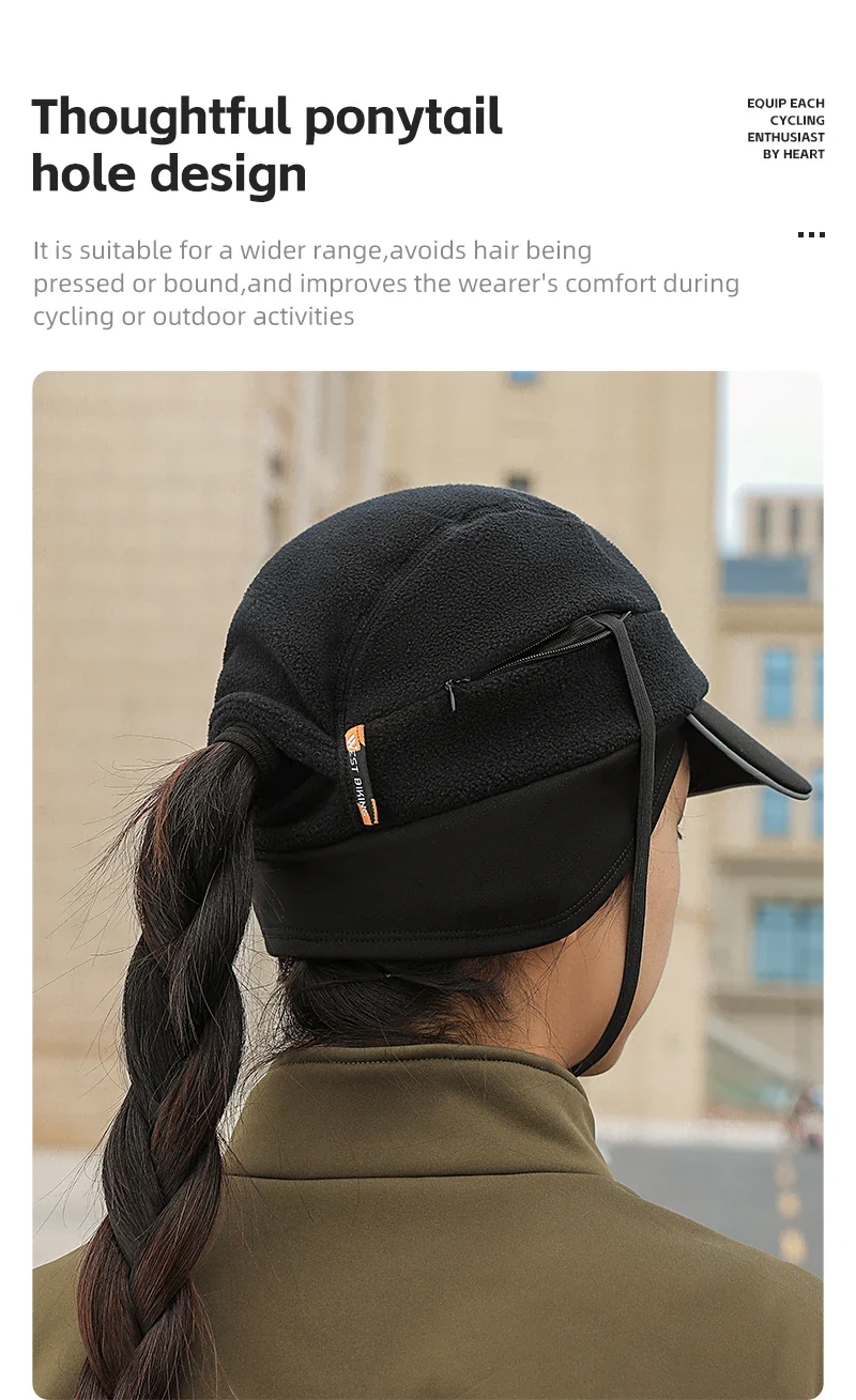 WEST BIKING Winter Cycling Cap With Brim Windproof Warm Sports Cap High Elastic Fleece Hiking Running Hat Cycling Equipment