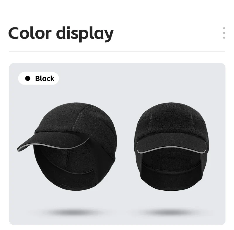 WEST BIKING Winter Cycling Cap With Brim Windproof Warm Sports Cap High Elastic Fleece Hiking Running Hat Cycling Equipment