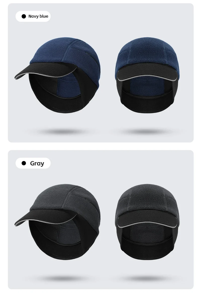 WEST BIKING Winter Cycling Cap With Brim Windproof Warm Sports Cap High Elastic Fleece Hiking Running Hat Cycling Equipment