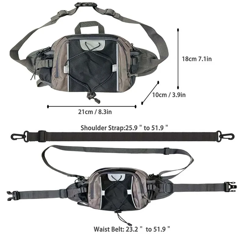 Multi-functional sports water bottle waist bag, men's and women's universal running backpack, outdoor hiking waist bag
