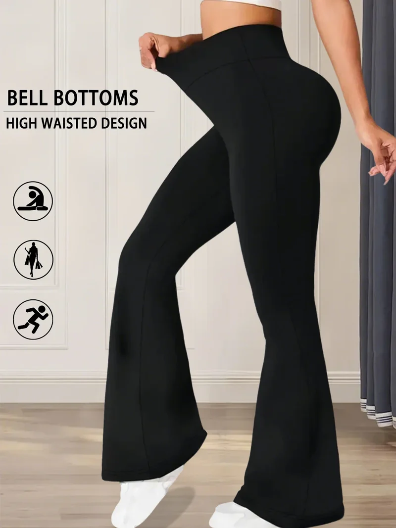 Women's Super Soft Flare Pants High Waisted Tummy Control Workout Yoga Leggings Bell Bottoms