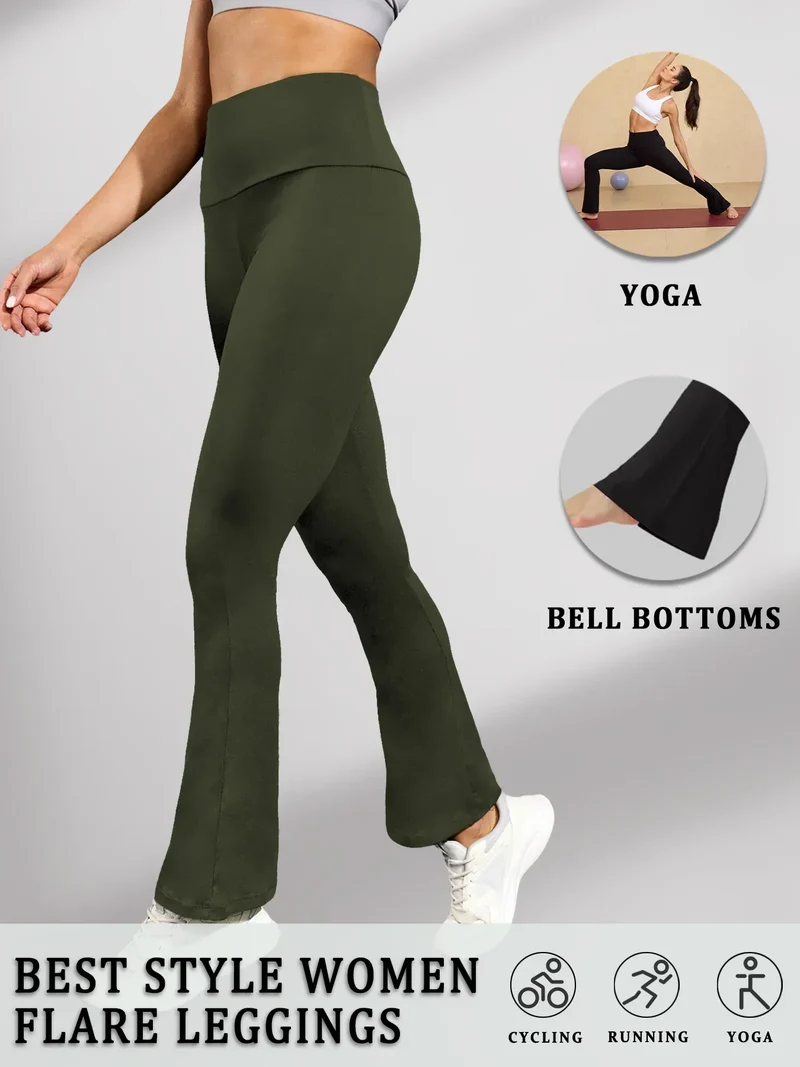 Women's Super Soft Flare Pants High Waisted Tummy Control Workout Yoga Leggings Bell Bottoms