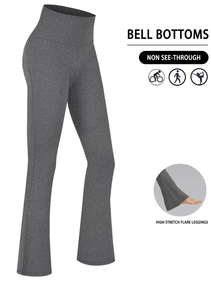 Women's Super Soft Flare Pants High Waisted Tummy Control Workout Yoga Leggings Bell Bottoms