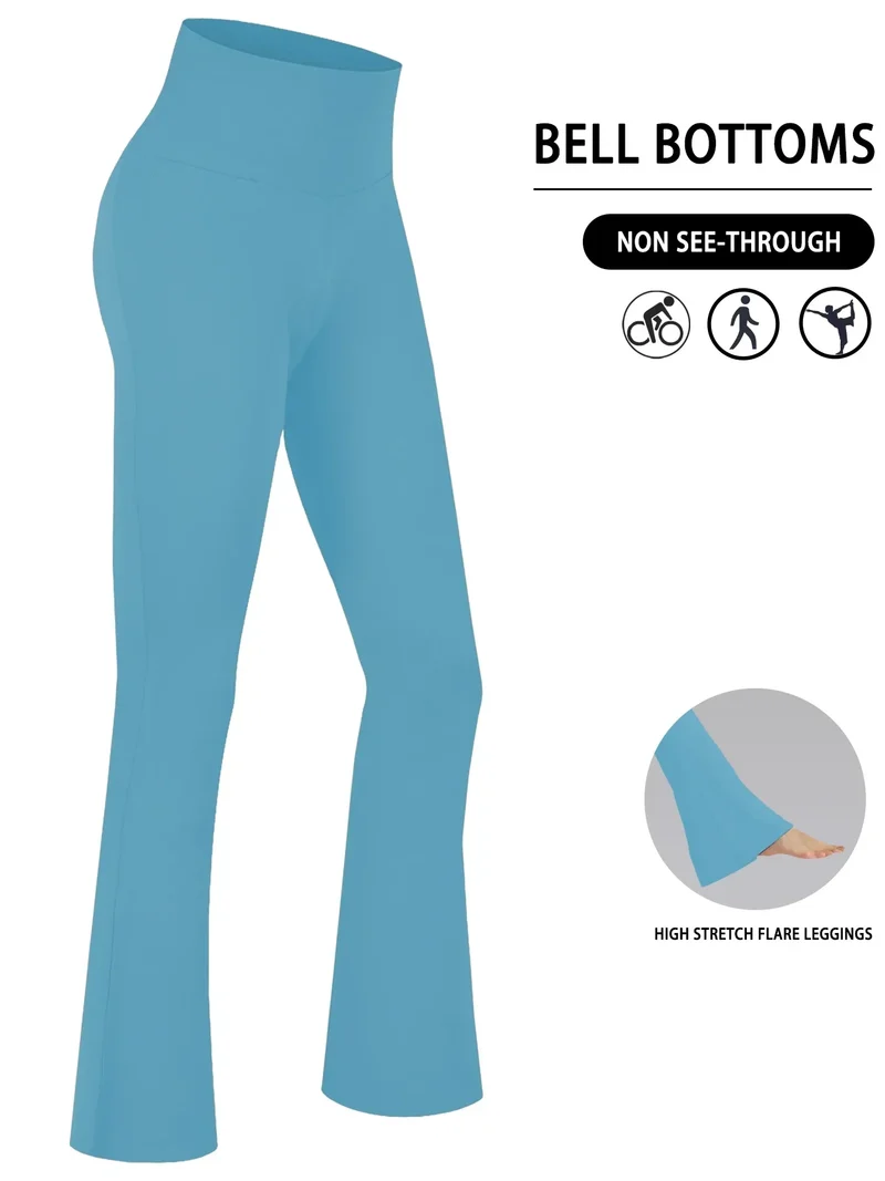 Women's Super Soft Flare Pants High Waisted Tummy Control Workout Yoga Leggings Bell Bottoms