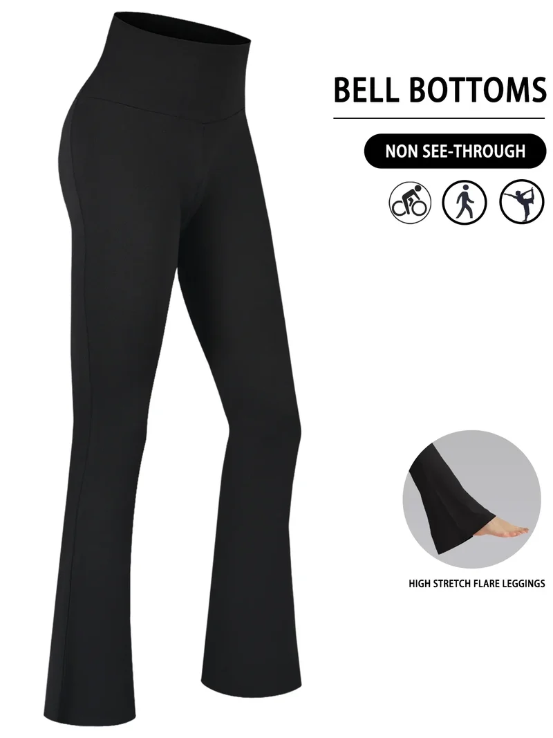 Women's Super Soft Flare Pants High Waisted Tummy Control Workout Yoga Leggings Bell Bottoms