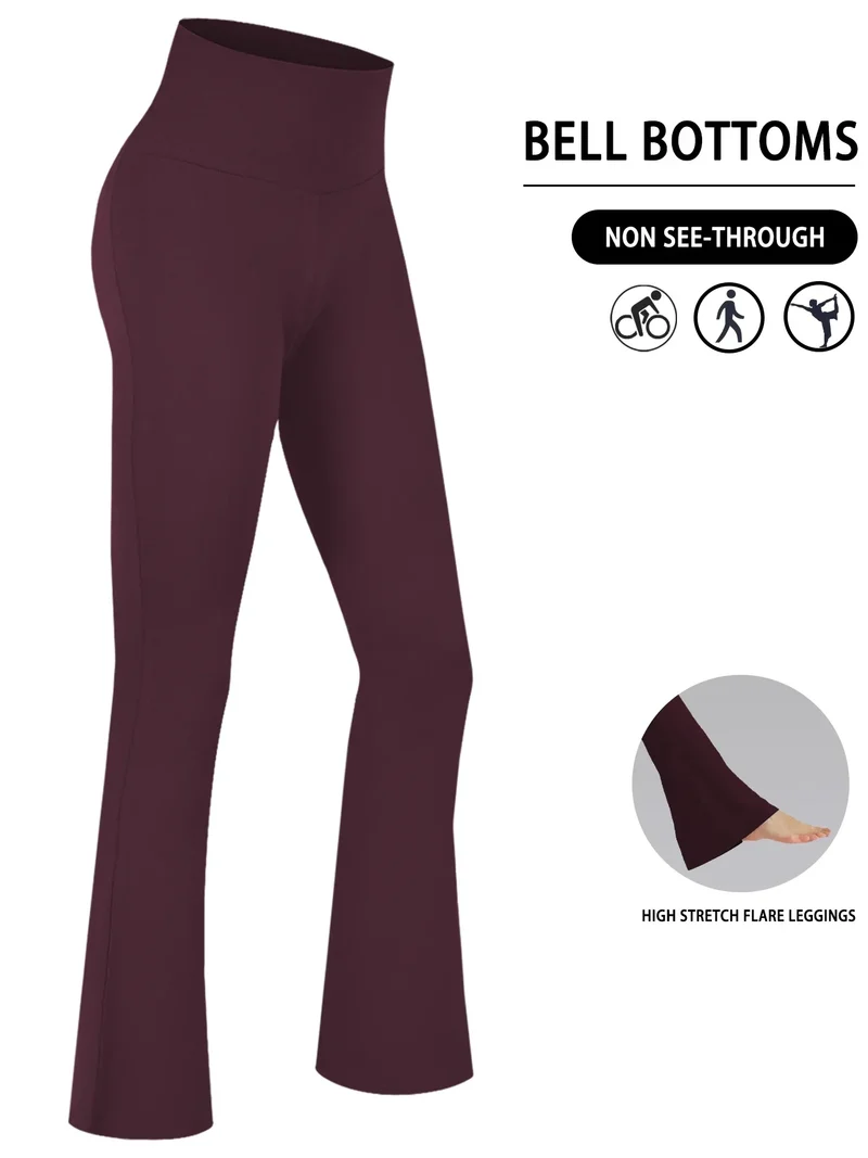 Women's Super Soft Flare Pants High Waisted Tummy Control Workout Yoga Leggings Bell Bottoms