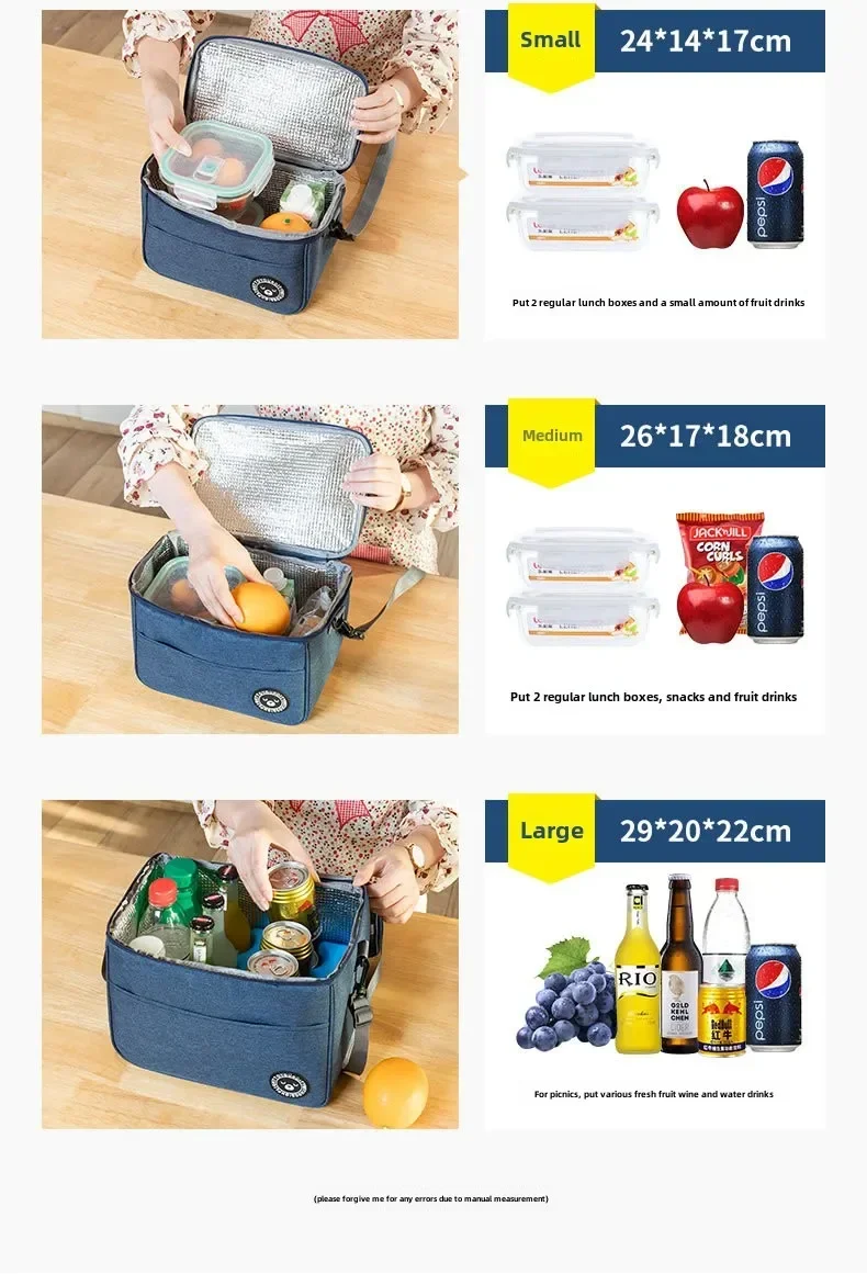 Portable Lunch Bag Food Thermal Box Waterproof Office Cooler Lunchbox With Shoulder Strap Insulated Case Essential for picnics
