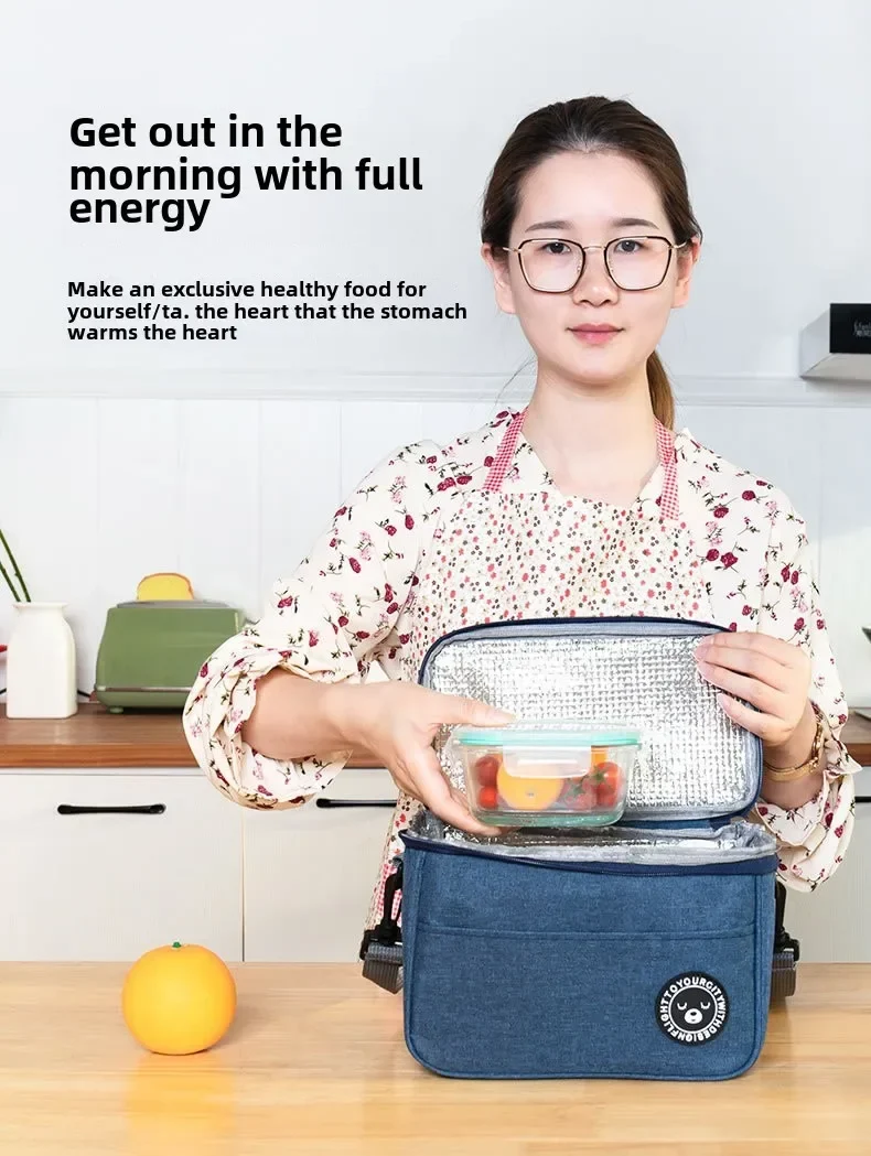 Portable Lunch Bag Food Thermal Box Waterproof Office Cooler Lunchbox With Shoulder Strap Insulated Case Essential for picnics