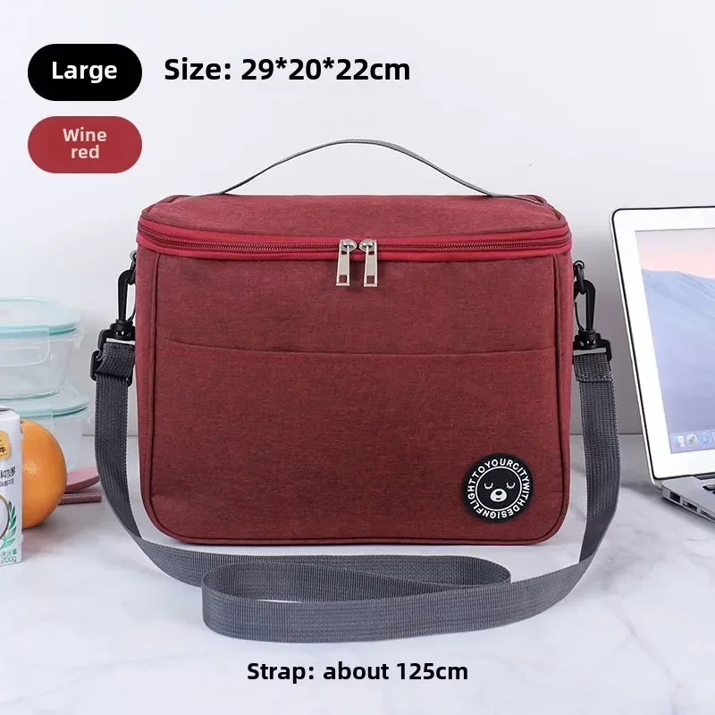 Portable Lunch Bag Food Thermal Box Waterproof Office Cooler Lunchbox With Shoulder Strap Insulated Case Essential for picnics