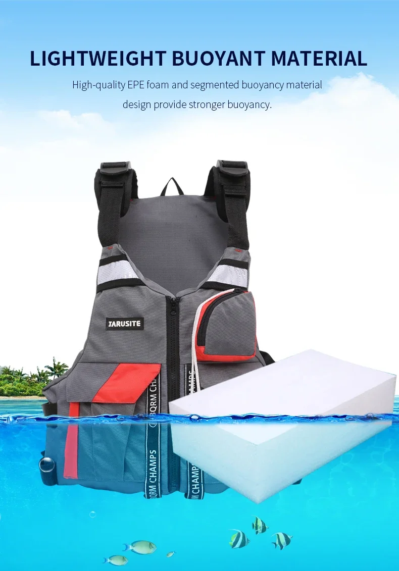 High Buoyancy Fishing Vest Adjustable Safety Life Jacket for Outdoor Boating and Fishing Gear Men Women Water Sports Vest