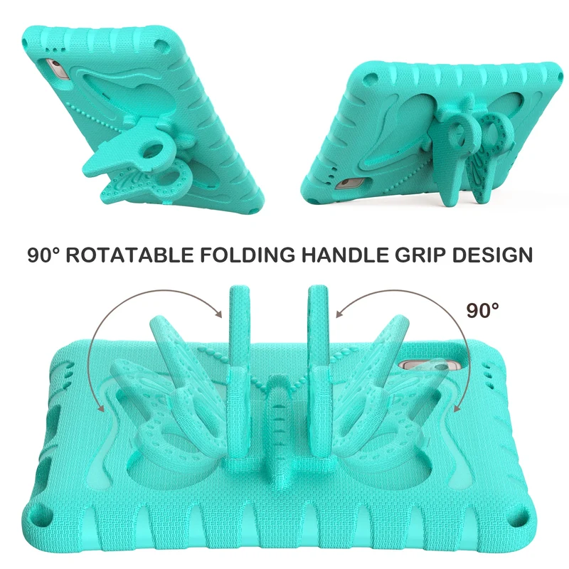 For Lenovo Tab M9 Case Butterfly Kickstand EVA Tablet Cover with Shoulder Strap - Mint Green