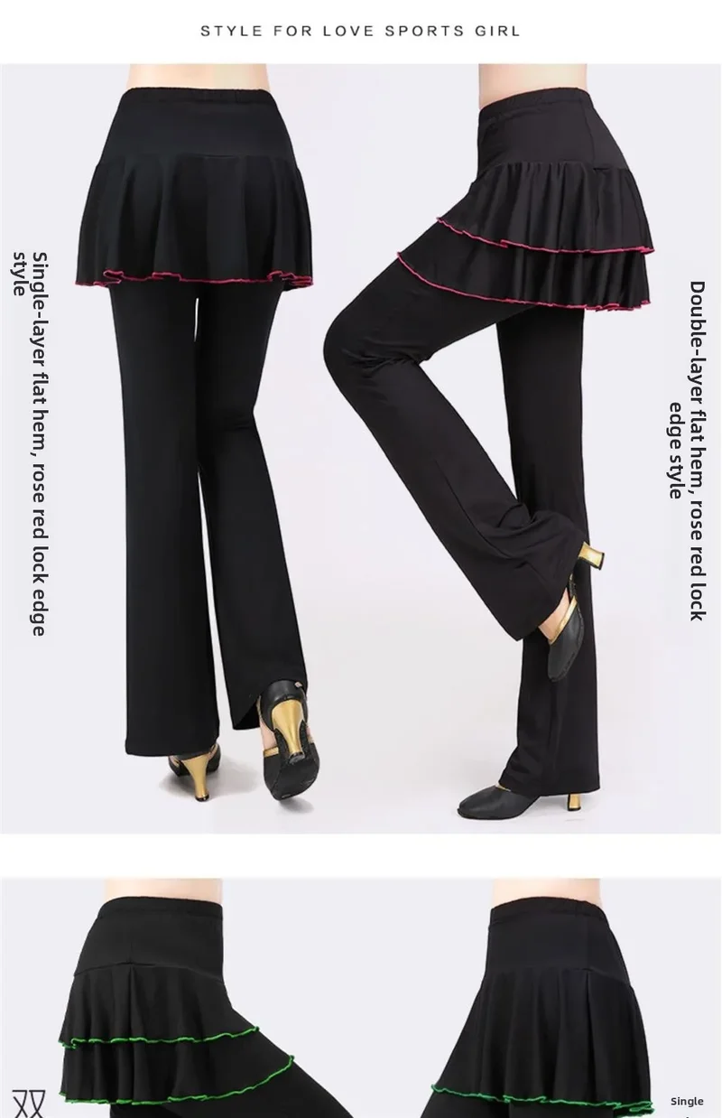 Qui Dry Dance Pants Women's High Waist Long Trousers Skirt Sports Fitn Square Dance orm Breathable Comfortable Fabric