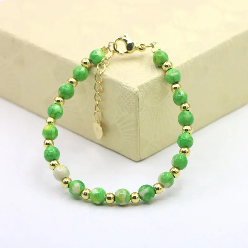 Fashion Lovely Baby Baptism Bracelet Natural Stone Crystal Lobster Clasp Parts Yoga Christmas Wedding Girls Gift Jewelry Charm
