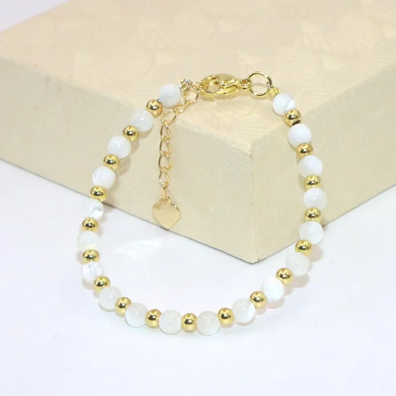 Fashion Lovely Baby Baptism Bracelet Natural Stone Crystal Lobster Clasp Parts Yoga Christmas Wedding Girls Gift Jewelry Charm