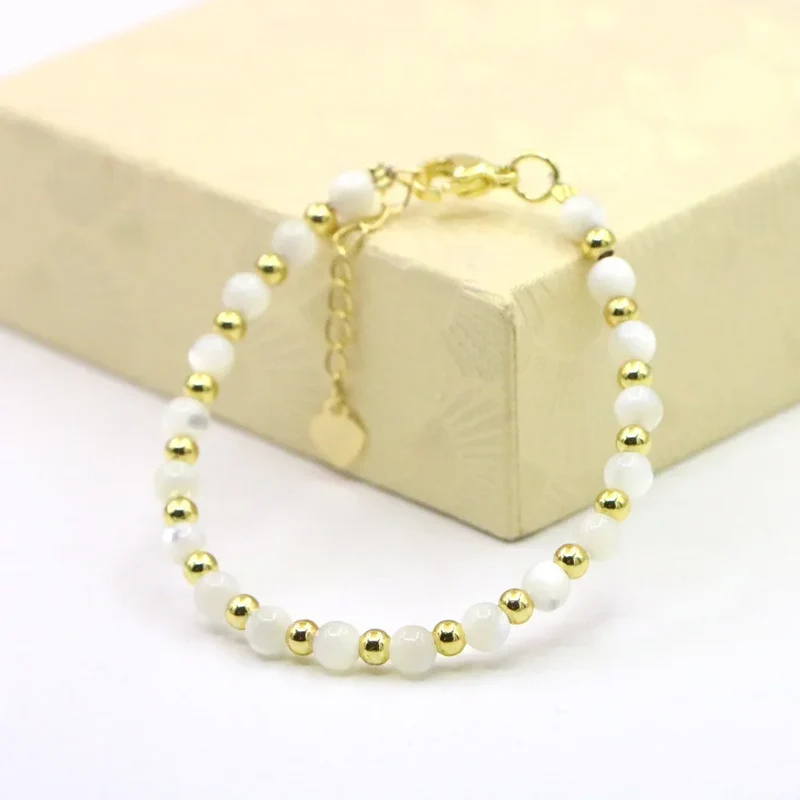 Fashion Lovely Baby Baptism Bracelet Natural Stone Crystal Lobster Clasp Parts Yoga Christmas Wedding Girls Gift Jewelry Charm