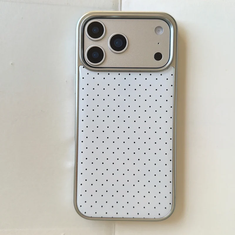 Korean INS Polka Dot Pattern Electroplated Silver Phone Case for iphone 17 Promax 17pro 14 15 16 Promax Shockproof Cover Funda