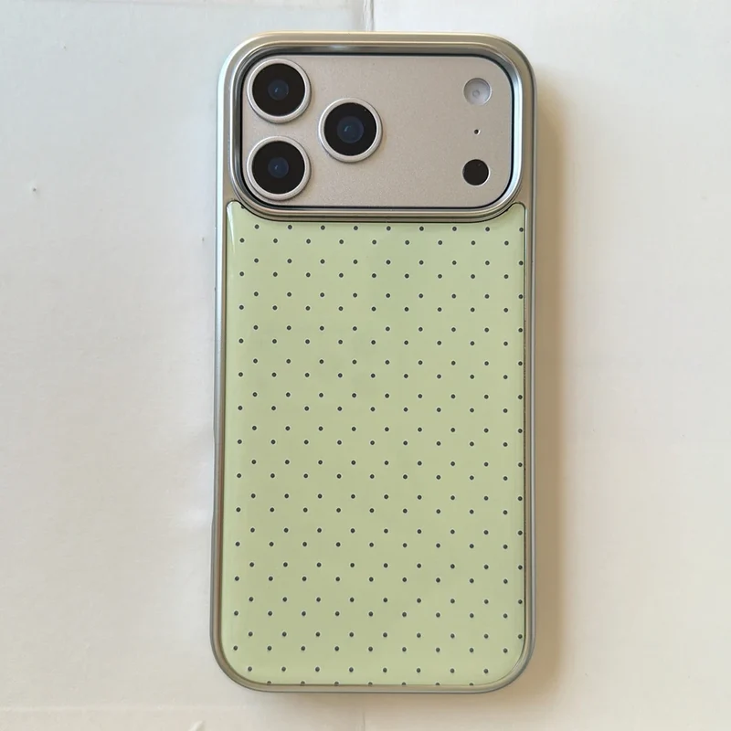 Korean INS Polka Dot Pattern Electroplated Silver Phone Case for iphone 17 Promax 17pro 14 15 16 Promax Shockproof Cover Funda