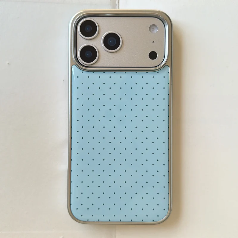 Korean INS Polka Dot Pattern Electroplated Silver Phone Case for iphone 17 Promax 17pro 14 15 16 Promax Shockproof Cover Funda