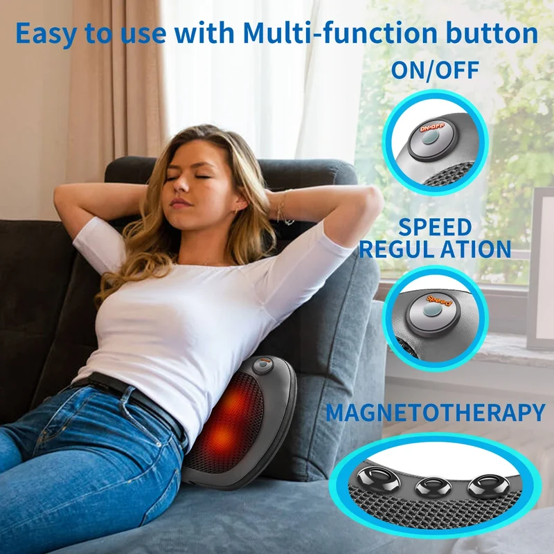Head Neck Shoulder Back Massage Pillows Kneading Infrared therapy shiatsu relaxation pillow massager