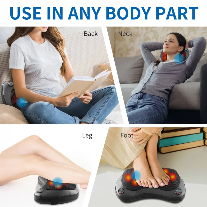 Head Neck Shoulder Back Massage Pillows Kneading Infrared therapy shiatsu relaxation pillow massager