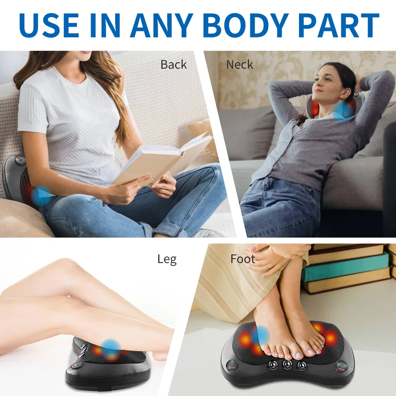 Head Neck Shoulder Back Massage Pillows Kneading Infrared therapy shiatsu relaxation pillow massager