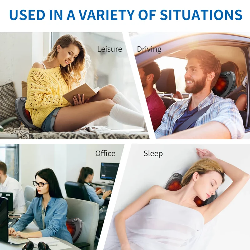 Head Neck Shoulder Back Massage Pillows Kneading Infrared therapy shiatsu relaxation pillow massager