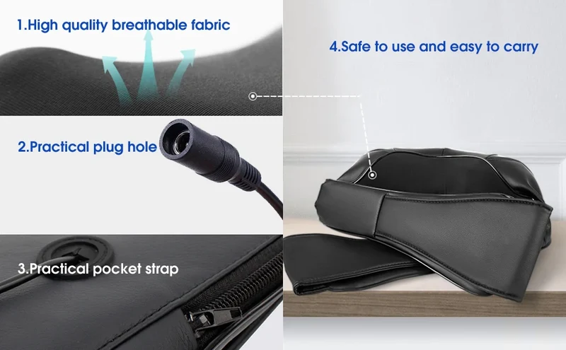 Shiatsu Neck and Shoulder Massager Heated Back Massager U Shape Deep Kneading Electric Massage Pillow For Neck Waist Leg Body