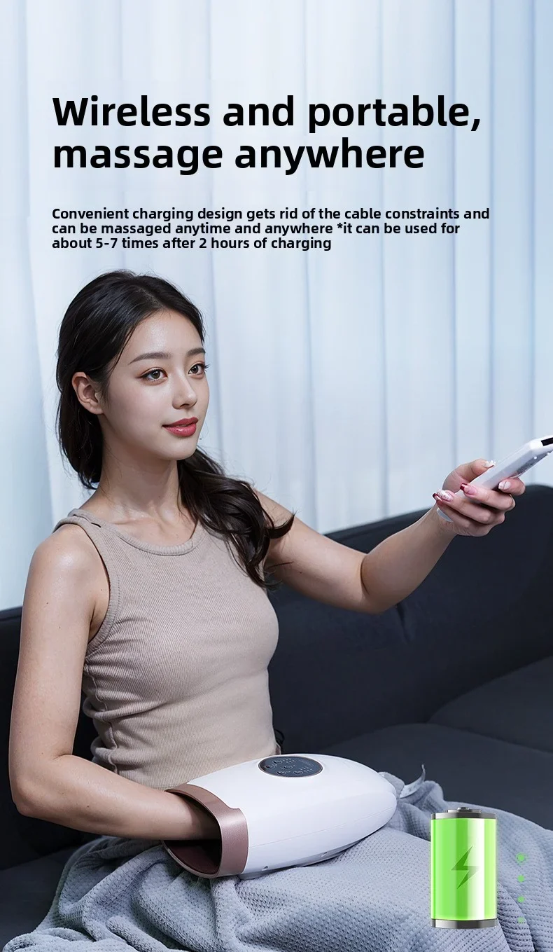 Portable Electric Hand Massager Relaxerly Kneading Wrist Finger Joint Palm With Heat Airbag Wrap Press To Relieve Hand Fatigue