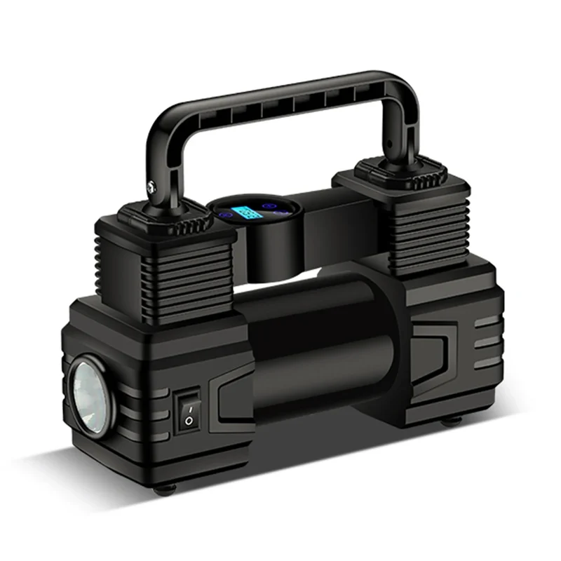 12V 150PSI Mini Air Compressor Dual Cylinder Heavy Duty Tire Inflator with LED Light Car Electric Air Pump Auto Inflatable Pump