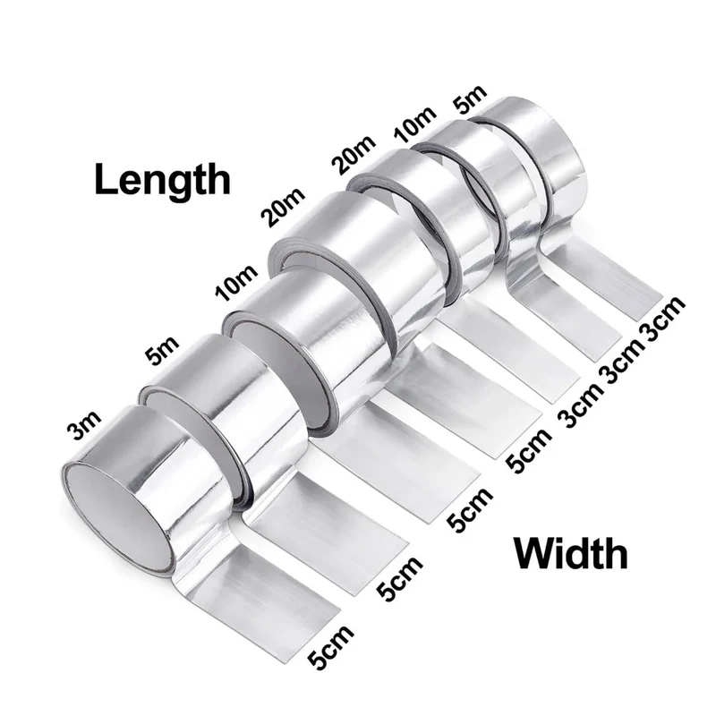 5-20m Kitchen Aluminum Foil Tape Waterproof Heat Resistant Heavy Duty 3/5cm Width Self Adhesive Seal Tape for Stove Gap Repair