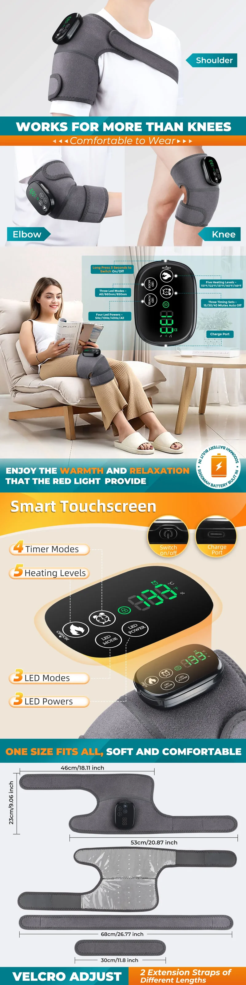 Electric Heated Vibration Knee Massage Pad 3 in 1 Massager for Shoulder Elbow Hot Compress Thermal Joint Brace Muscle Relaxation