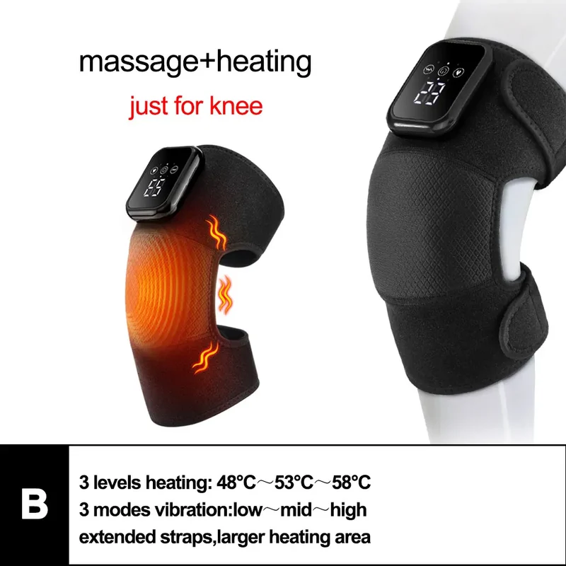 Electric Heated Vibration Knee Massage Pad 3 in 1 Massager for Shoulder Elbow Hot Compress Thermal Joint Brace Muscle Relaxation