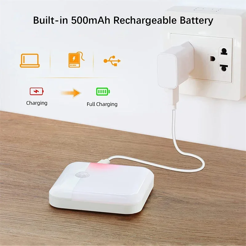 PIR Motion Sensor LED Night Light USB Rechargeable Withswitch Night Lamp for Bedroom Kitchen Cabinet Light Wireless Closet Light