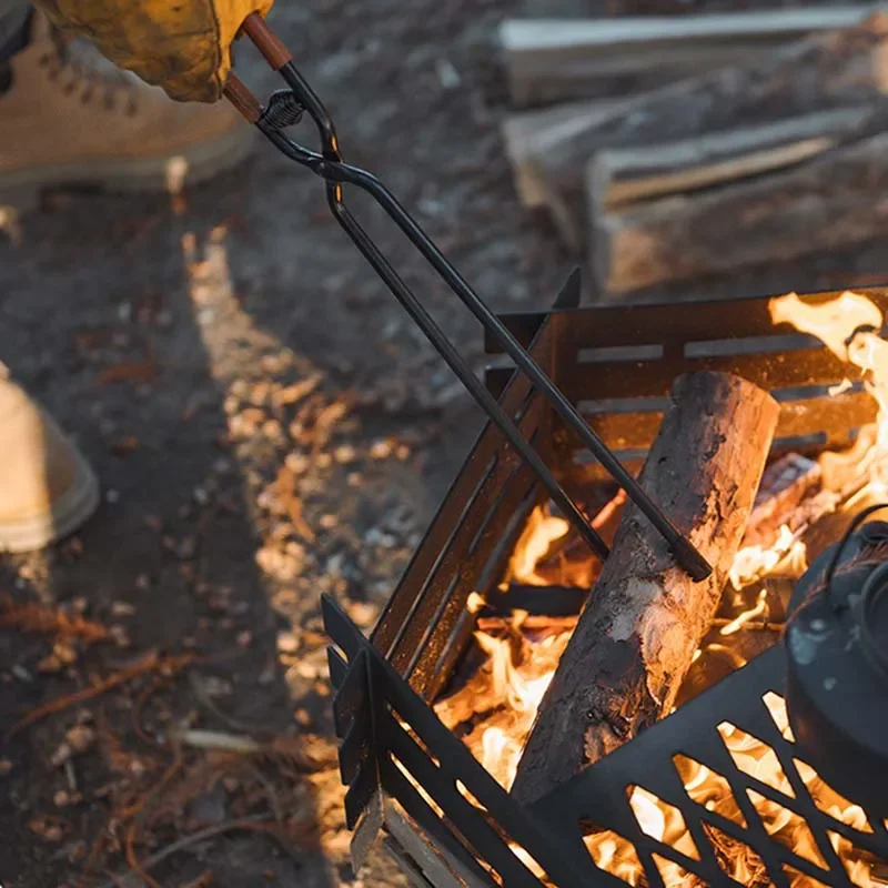 ShineTrip New Outdoor Camping Fire Poker Thickened anti-scald carbon steel fire poker Picnic BBQ lightweight portable