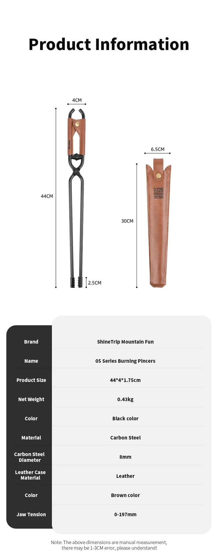 ShineTrip New Outdoor Camping Fire Poker Thickened anti-scald carbon steel fire poker Picnic BBQ lightweight portable