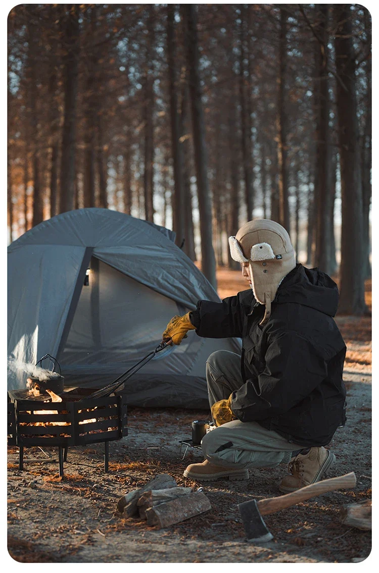 ShineTrip New Outdoor Camping Fire Poker Thickened anti-scald carbon steel fire poker Picnic BBQ lightweight portable