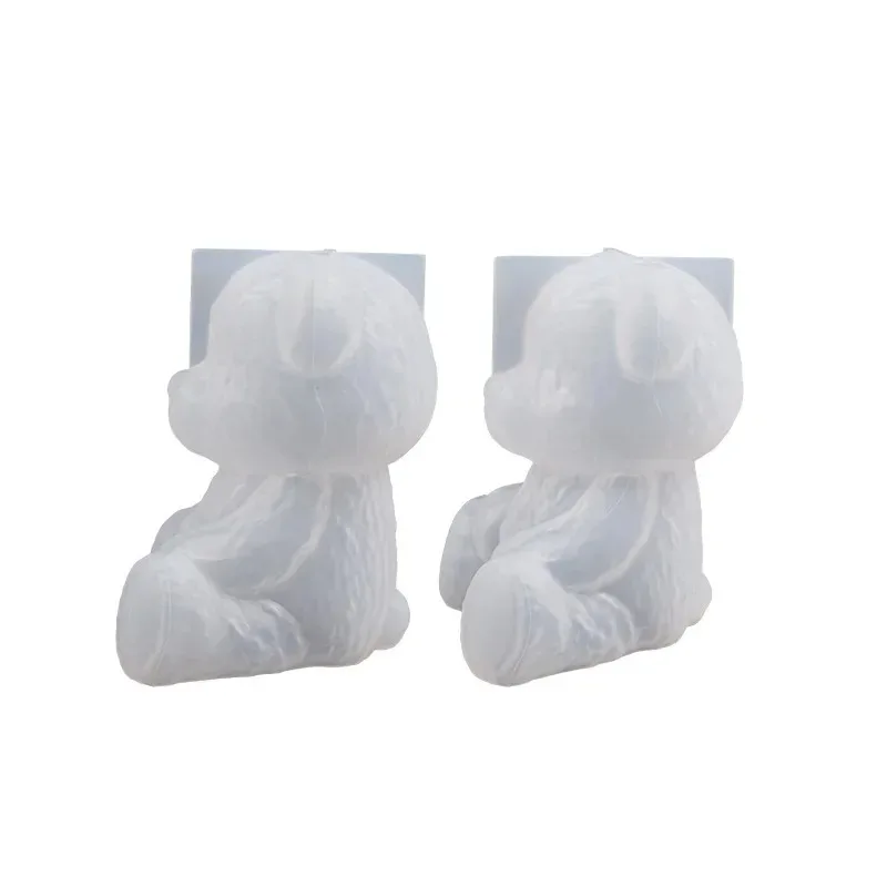 Smiling Teddy Bear Silicone Candle Mold 3D Animal Soap Resin Crafts Plaster Making Kit Handmade Ice Cube Mould Home Decor Gift