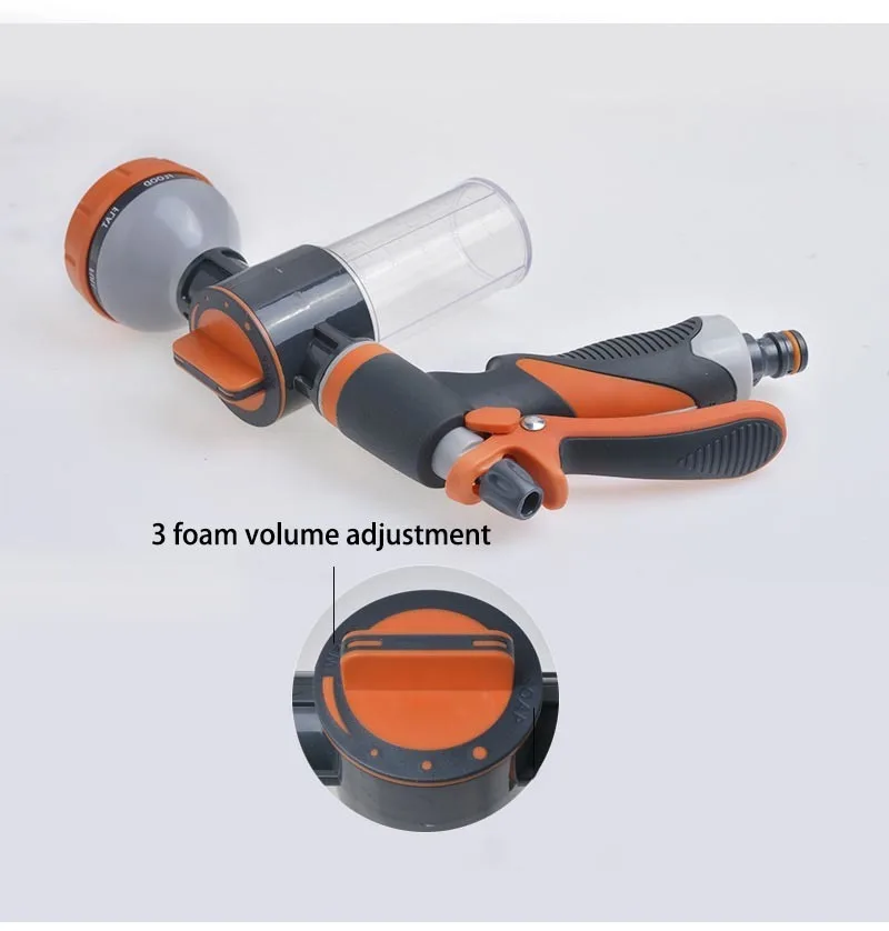 8 Function Foam Lance Water Gun High Pressure Nozzle Jet Garden Car Water Washer Sprayer With Foam Pot Cleaning Car Wash Tool