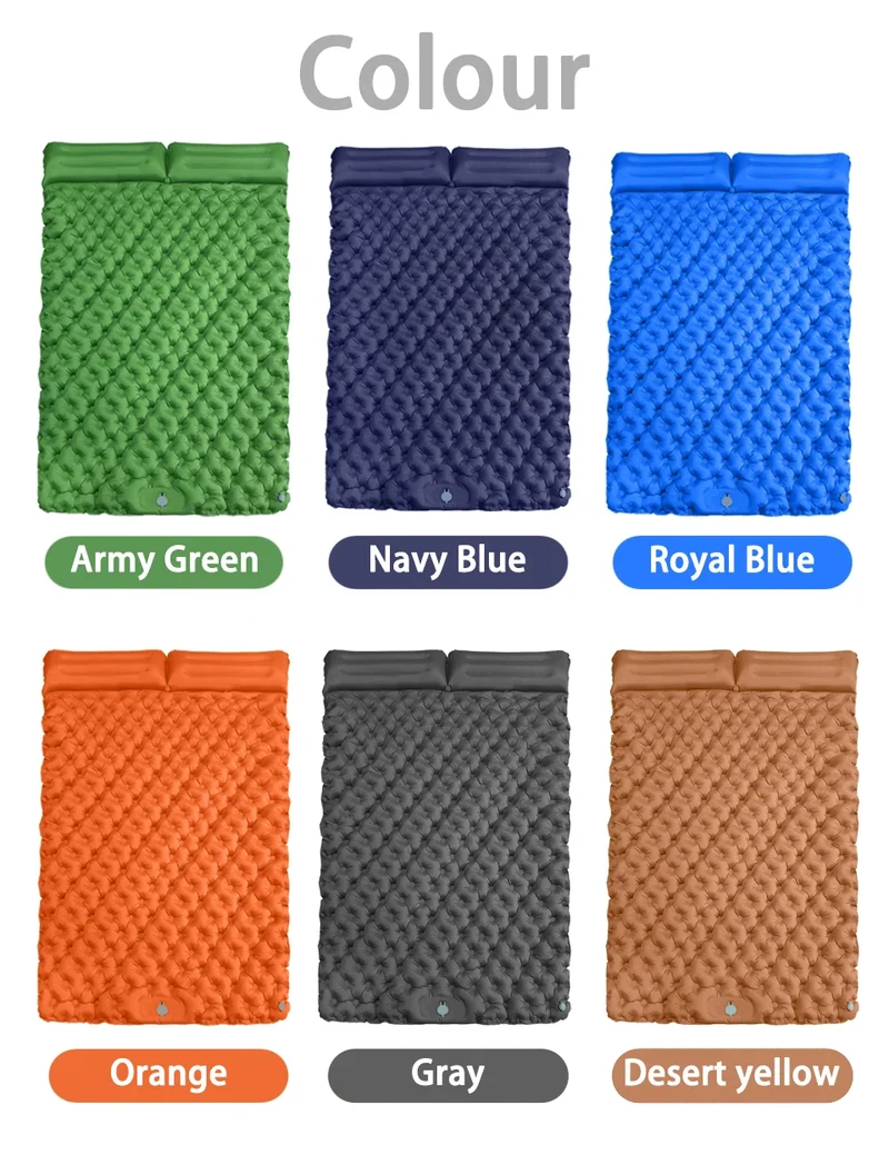 Outdoor Camping Sleeping Pad Folding Sleep Mat Beach Inflat Mattress with Pillows Ultralight Air Mat Travel Hiking New