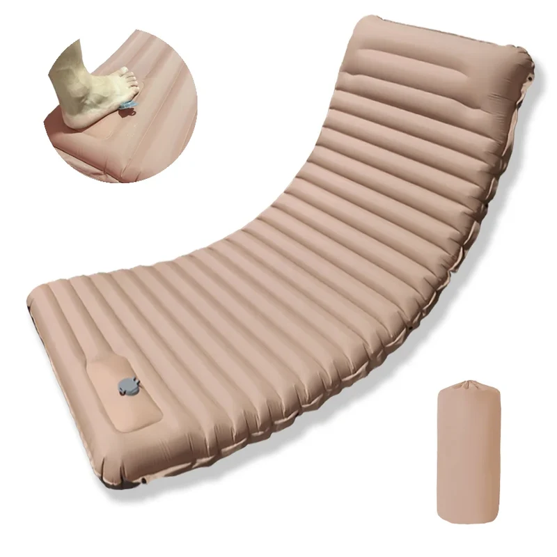 Outdoor Camping Sleeping Pad Folding Sleep Mat Beach Inflat Mattress with Pillows Ultralight Air Mat Travel Hiking New