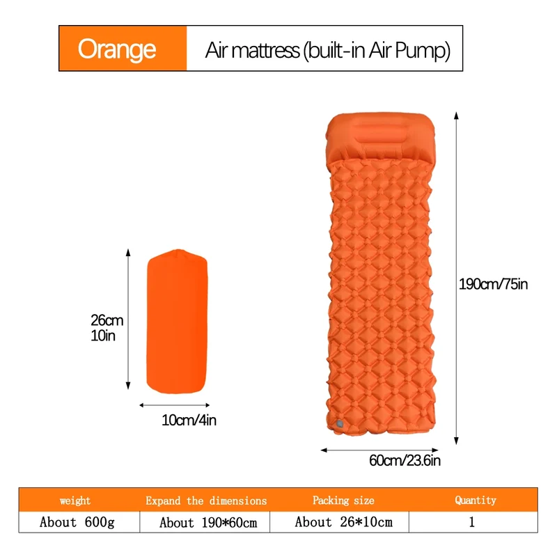Outdoor Camping Sleeping Pad Folding Sleep Mat Beach Inflat Mattress with Pillows Ultralight Air Mat Travel Hiking New