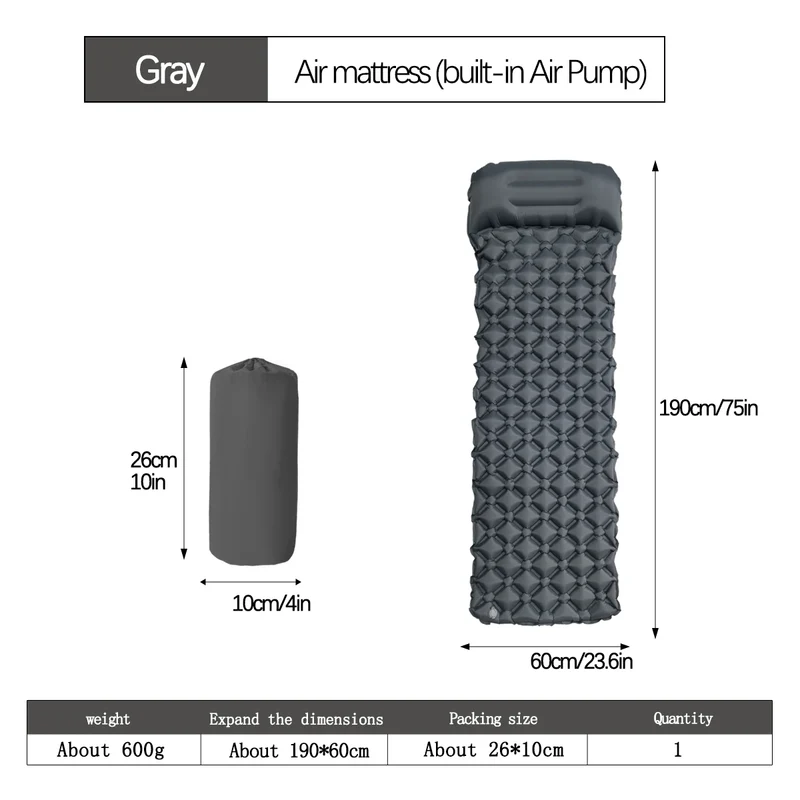 Outdoor Camping Sleeping Pad Folding Sleep Mat Beach Inflat Mattress with Pillows Ultralight Air Mat Travel Hiking New