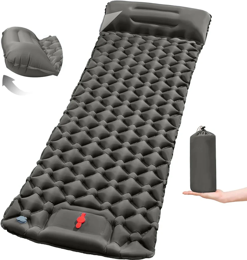 Outdoor Camping Sleeping Pad Folding Sleep Mat Beach Inflat Mattress with Pillows Ultralight Air Mat Travel Hiking New
