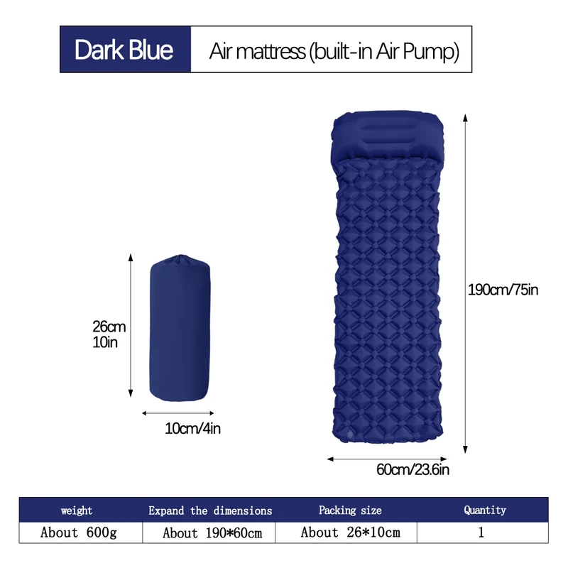 Outdoor Camping Sleeping Pad Folding Sleep Mat Beach Inflat Mattress with Pillows Ultralight Air Mat Travel Hiking New