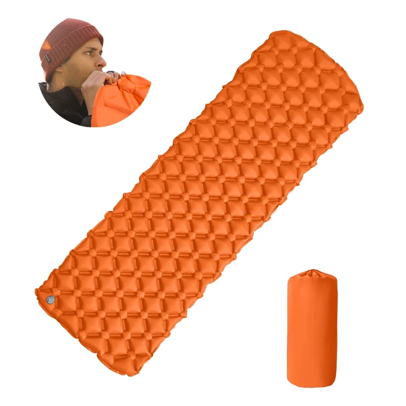 Outdoor Camping Sleeping Pad Folding Sleep Mat Beach Inflat Mattress with Pillows Ultralight Air Mat Travel Hiking New