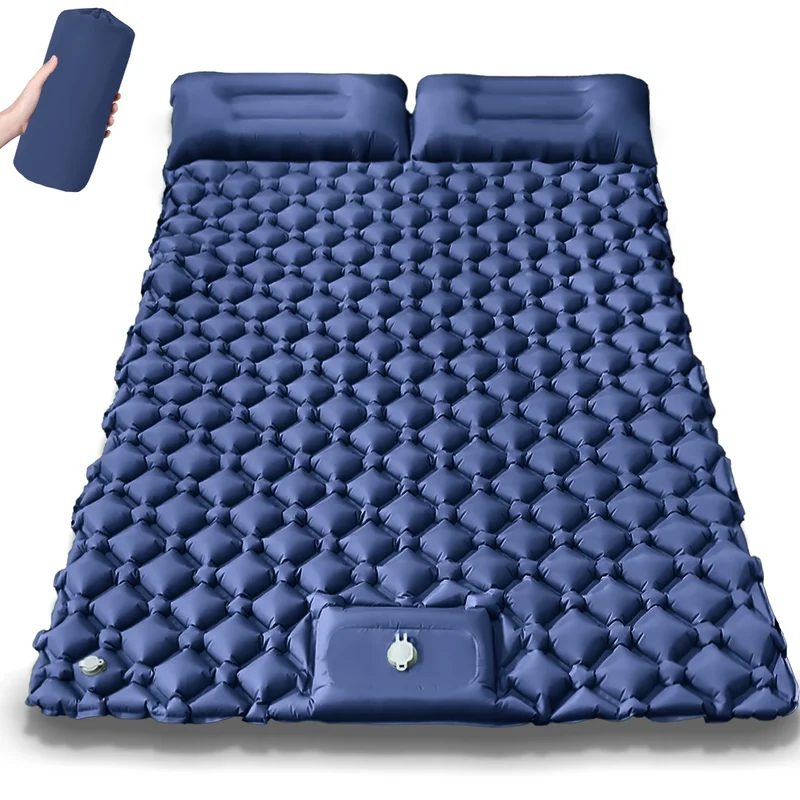 Outdoor Camping Sleeping Pad Folding Sleep Mat Beach Inflat Mattress with Pillows Ultralight Air Mat Travel Hiking New