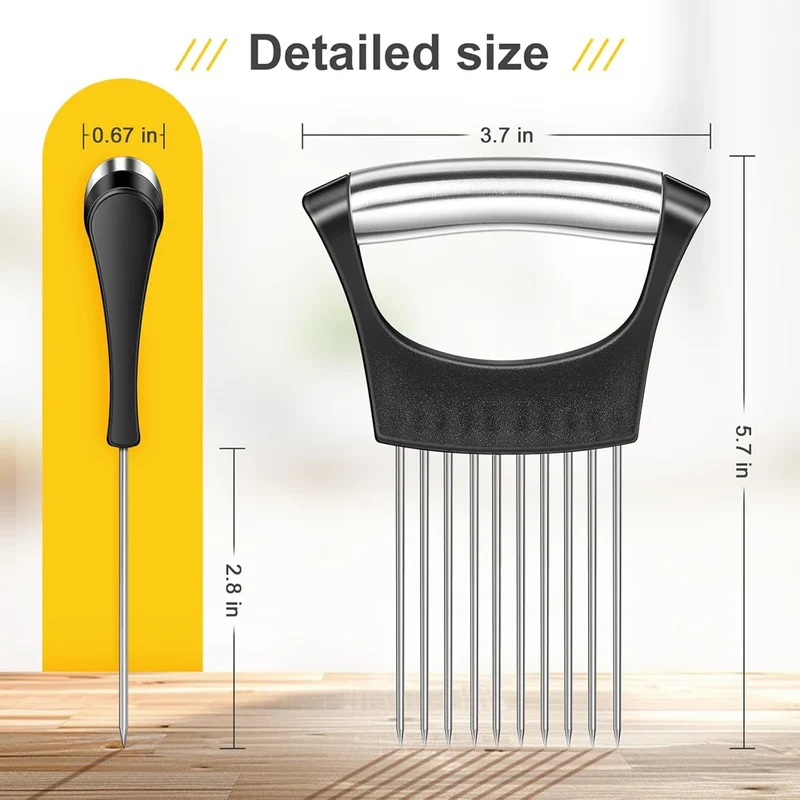 1pc Stainless Steel Onion Slicer Holder Tomato Slicer Holder Multipurpose Meat Tenderizers Kitchen Gadgets Assistant Slicer Tool