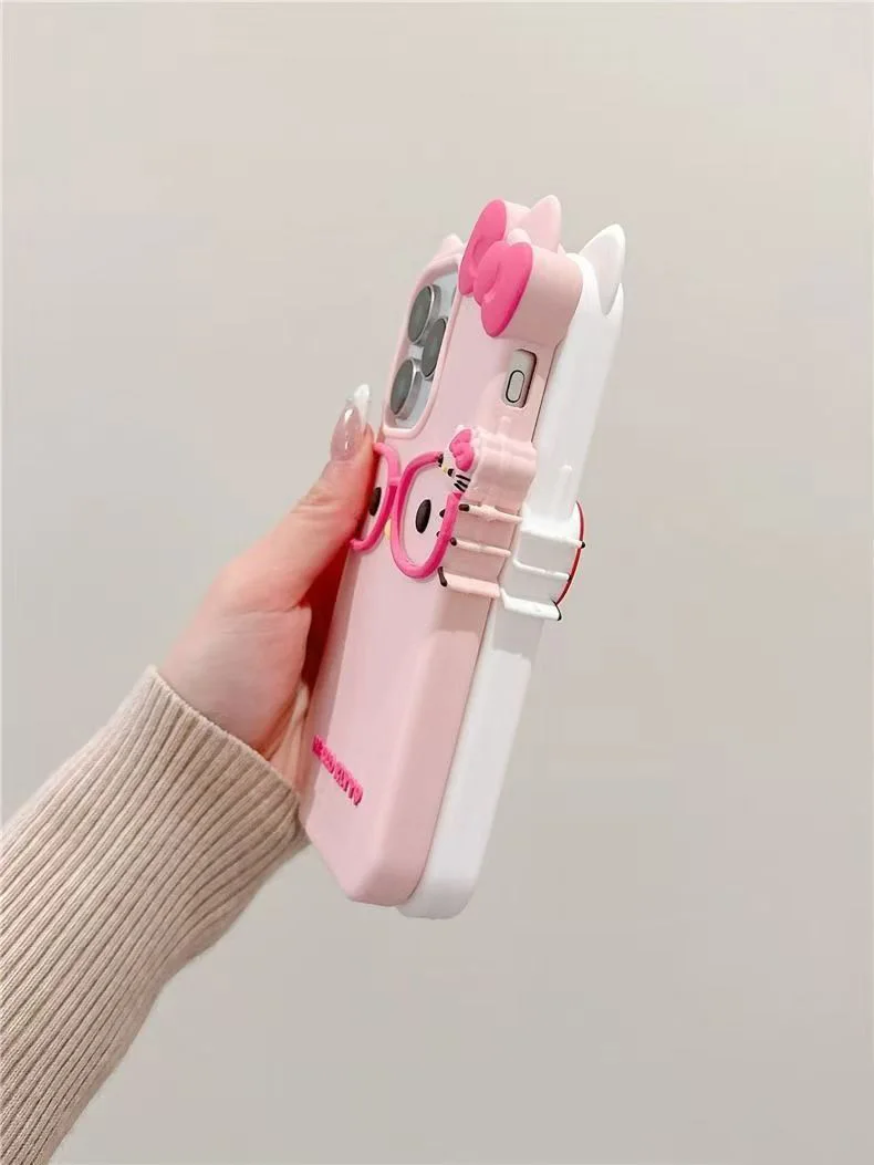 3D Glasses Cat Silicone Phone Case For iPhone 17 Pro Max 16 15 Plus 14 13 Mini 12 11 4 4S 5 5S 7 8 SE