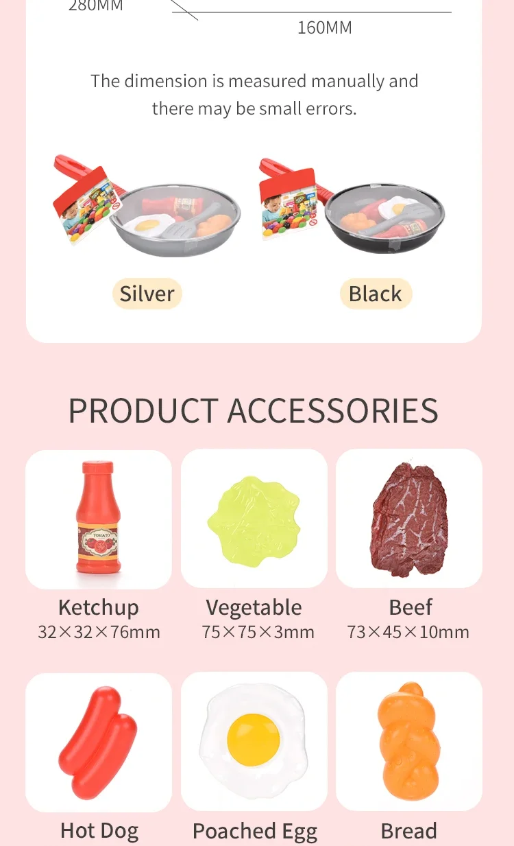 8pcs/set Simulation Kitchenware Play Set Pot Steak Vegetable Bread Hot Dog Omelette Children Toy Kitchen Food Toys